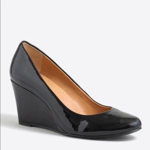 NWOT J Crew Factory Black Sylvia Patent Wedges